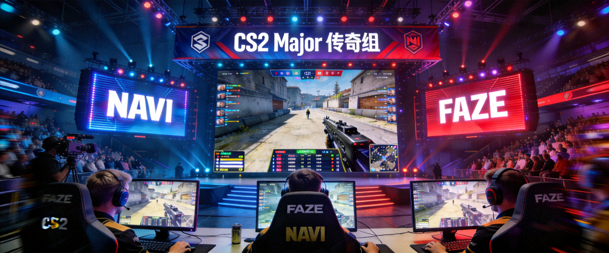 CS2 Major 传奇组 NAVI 对阵 FAZE 的高清赛事直播画面